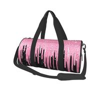 Mexpekil Pink Glitter Flow Foldable Gym Bag Carry On Travel Duffle Bags Waterproof Woman Men Hand Luggage Bag Large Weekend Overnight Bags for Sports Dance with Removable Strap