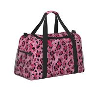 Mexpekil Pink Glitter Leopard Print Duffel Bag Large Carry On Hand Luggage Bags Waterproof Weekender Bags Foldable Tote Bag for Travel Sports Gym Dance