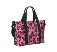 Mexpekil Pink Glitter Leopard Print Travel Duffel Bag Waterproof Sports Gym Bag Large Weekend Overnight Bags for Women Men Foldable Carry On Luggage Tote Bag for Flight