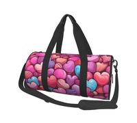 Mexpekil Pink Hearts Love Foldable Gym Bag Carry On Travel Duffle Bags Waterproof Woman Men Hand Luggage Bag Large Weekend Overnight Bags for Sports Dance with Removable Strap