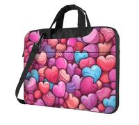 Mexpekil Pink Hearts Love Laptop Bag for Women Men 15.6 Inch Portable Laptop Case Sleeve with Shoulder Strap Computer Carrying Case Messenger Bags for Business Travel College