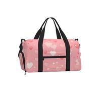 Mexpekil Pink Hearts Shape Gym Bag with Shoe Compartment Waterproof Duffel Bag Large Overnight Weekend Bags Travel Holdall for Women Men Teens