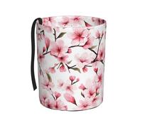 Mexpekil Pink Japanese Cherry Blossoms Car Bin Tidy Collapsible Car Trash Can Leakproof Car Rubbish Bin Portable Car Storage Organiser Universal Car Accessories