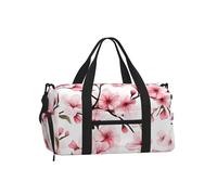 Mexpekil Pink Japanese Cherry Blossoms Gym Bag with Shoe Compartment Waterproof Duffel Bag Large Overnight Weekend Bags Travel Holdall for Women Men Teens
