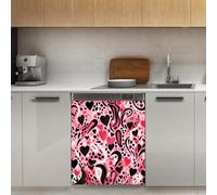 Mexpekil Pink Leopard Print Heart Dishwasher Magnet Cover 21x26Inch Decorative Dish Washer Sticker for Front Door Waterproof Kitchen Appliance Panel Magnetic Decal