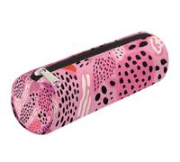 Mexpekil Pink Leopard Print Pencil Case School Supplies Pouch Bag for Girls Boys Teenagers, Women Makeup Brush Bag