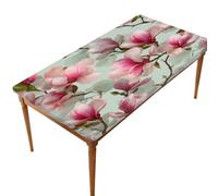 Mexpekil Pink Magnolia Flowers 5FT Rectangle Fitted Table Cover