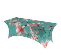 Mexpekil Pink Magnolia Pattern Rectangle Table Cloth 6ft