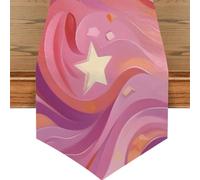 Mexpekil Pink Marble Star Table Runner for Dining Table Waterproof Coffee Table Runners Long Table Decorations for Wedding Party 33x229 cm