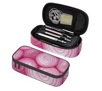 Mexpekil Pink Onion Slice Pencil Case for Girls Boys with Compartments Large Pen Organizer Bag Zipper Multi-Use Pouch for School Supplies, Makeup Cosmetics, Kids, Adults