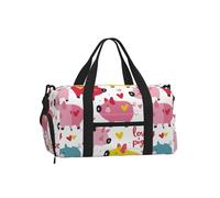 Mexpekil Pink Pigs Heart Gym Bag with Shoe Compartment Waterproof Duffel Bag Large Overnight Weekend Bags Travel Holdall for Women Men Teens