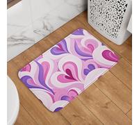 Mexpekil Pink Purple Heart Door Mat 40 x 60cm Non Slip Doormat Washable Welcome Mat Rug Absorbent Kitchen Mat Floor Mat Home Decor for Indoor Outdoor