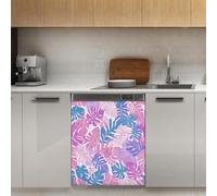 Mexpekil Pink Purple Palm Leaf Dishwasher Magnet Cover 21x26Inch Decorative Dish Washer Sticker for Front Door Waterproof Kitchen Appliance Panel Magnetic Decal