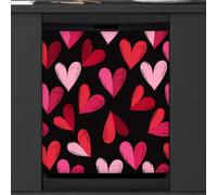 Mexpekil Pink Red Love Heart Pattern Dishwasher Magnet Cover 21x26 in, Decorative Waterproof Dishwasher Magnetic Cover Sticker for Kitchen Appliances