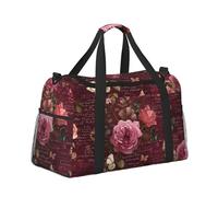 Mexpekil Pink Rose Letter Duffel Bag Large Carry On Hand Luggage Bags Waterproof Weekender Bags Foldable Tote Bag for Travel Sports Gym Dance