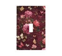 Mexpekil Pink Rose Letter Light Switch Cover 1 Gang Single Toggle Outlet Cover Decorative Wall Plate for Home Office