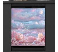 Mexpekil Pink Seashells Starfish Pearl Dishwasher Magnet Cover 23x26Inch Decorative Dish Washer Sticker for Front Door Waterproof Kitchen Appliance Panel Magnetic Decal