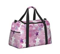 Mexpekil Pink Star Duffel Bag Large Carry On Hand Luggage Bags Waterproof Weekender Bags Foldable Tote Bag for Travel Sports Gym Dance