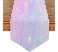 Mexpekil Pink Star Glitter Table Runner for Dining Table Waterproof Coffee Table Runners Long Table Decorations for Wedding Party 33x178 cm