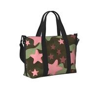 Mexpekil Pink Stars Camouflage Travel Duffel Bag Waterproof Sports Gym Bag Large Weekend Overnight Bags for Women Men Foldable Carry On Luggage Tote Bag for Flight