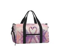Mexpekil Pink Swans Love Gym Bag with Shoe Compartment Waterproof Duffel Bag Large Overnight Weekend Bags Travel Holdall for Women Men Teens