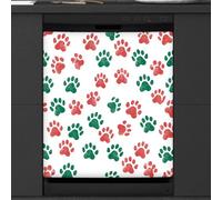 Mexpekil Pink Teal Paw Dishwasher Magnet Cover | 23x26inch Reusable Dish Washer Covers Decorative Dishwasher Front Panel Magnetic Cover Sticker for Kitchen Appliances