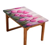 Mexpekil Pink Tulip Wooden Board 4FT Rectangle Fitted Table Cover