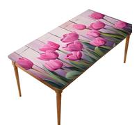 Mexpekil Pink Tulip Wooden Board 5FT Rectangle Fitted Table Cover