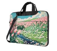 Mexpekil Pink Tulips Field Laptop Bag for Women Men 15.6 Inch Portable Laptop Case Sleeve with Shoulder Strap Computer Carrying Case Messenger Bags for Business Travel College