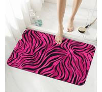Mexpekil Pink Zebra Print Bath Mat 40 x 60 cm Absorbent Non Slip Anti Mould Shower Mat Bathroom Accessory Washable Rug for Bathroom Kitchen Entrance