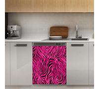 Mexpekil Pink Zebra Print Dishwasher Magnet Cover 21x26Inch Decorative Dish Washer Sticker for Front Door Waterproof Kitchen Appliance Panel Magnetic Decal