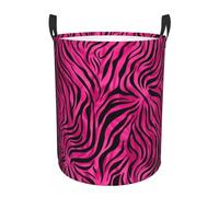 Mexpekil Pink Zebra Print Laundry Basket Foldable Washing Bin 62L Hamper with Handles Laundry Hamper for Blanket Towel Bedroom