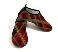 Mexpekil Plaid Buffalo Check Beach Water Shoes Women Men Non-Slip Barefoot Swim Shoes Quick Dry Aqua Socks Breathable Water Socks for Pool Surf (3-4)