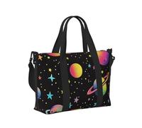 Mexpekil Planets Moons Star Neon Travel Duffel Bag Waterproof Sports Gym Bag Large Weekend Overnight Bags for Women Men Foldable Carry On Luggage Tote Bag for Flight