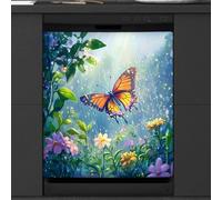 Mexpekil Plants Floral Butterfly Dishwasher Magnet Cover 21x26Inch Decorative Dish Washer Sticker for Front Door Waterproof Kitchen Appliance Panel Magnetic Decal