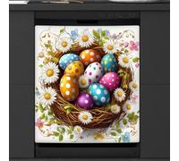 Mexpekil Polka Dot Easter Egg Daisy Dishwasher Magnet Cover 21x26Inch Decorative Dish Washer Sticker for Front Door Waterproof Kitchen Appliance Panel Magnetic Decal