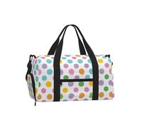 Mexpekil Polka Dots Rainbow Gym Bag with Shoe Compartment Waterproof Duffel Bag Large Overnight Weekend Bags Travel Holdall for Women Men Teens
