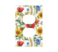 Mexpekil Poppy Flower Sunflower Light Switch Cover 1 Gang Single Duplex Outlet Cover Decorative Wall Plate for Home Office