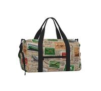 Mexpekil Postage Stamps Gym Bag with Shoe Compartment Waterproof Duffel Bag Large Overnight Weekend Bags Travel Holdall for Women Men Teens