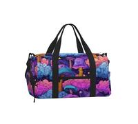 Mexpekil Psychedelic Mushroom Pattern Gym Bag with Shoe Compartment Waterproof Duffel Bag Large Overnight Weekend Bags Travel Holdall for Women Men Teens