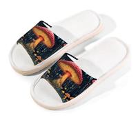 Mexpekil Psychedelic Mushrooms Illusion Jellyfish Slippers for Women Men, Open Toe House Shoes Memory Foam Linen Slippers Summer Sliders for Indoor Outdoor, M