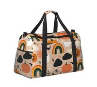 Mexpekil Pumpkin Ghost Rainbow Duffel Bag Large Carry On Hand Luggage Bags Waterproof Weekender Bags Foldable Tote Bag for Travel Sports Gym Dance