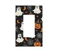 Mexpekil Pumpkin Ghost Spider Web Light Switch Cover 1 Gang Single Rocker Outlet Cover Decorative Wall Plate for Home Office