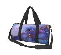 Mexpekil Purple Blu Marble Foldable Gym Bag Carry On Travel Duffle Bags Waterproof Woman Men Hand Luggage Bag Large Weekend Overnight Bags for Sports Dance with Removable Strap