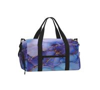 Mexpekil Purple Blu Marble Gym Bag with Shoe Compartment Waterproof Duffel Bag Large Overnight Weekend Bags Travel Holdall for Women Men Teens
