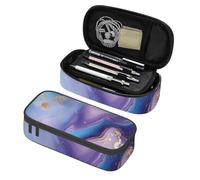 Mexpekil Purple Blue Marble Glitter Pencil Case for Girls Boys with Compartments Large Pen Organizer Bag Zipper Multi-Use Pouch for School Supplies, Makeup Cosmetics, Kids, Adults