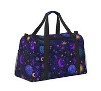 Mexpekil Purple Blue Space Sun Moon Duffel Bag Large Carry On Hand Luggage Bags Waterproof Weekender Bags Foldable Tote Bag for Travel Sports Gym Dance