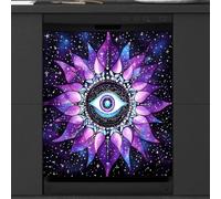 Mexpekil Purple Boho Ethnic Evil Eye Dishwasher Magnet Cover 21x26 in, Decorative Waterproof Dishwasher Magnetic Cover Sticker for Kitchen Appliances