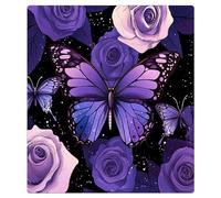 Mexpekil Purple Butterfly Rose Dishwasher Magnet Cover 21x26Inch Decorative Dish Washer Sticker for Front Door Waterproof Kitchen Appliance Panel Magnetic Decal
