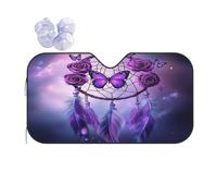 Mexpekil Purple Butterfly Roses Dream Catcher Car Windshield Sunshade Foldable Front Window Sunshades Uv Block Heat Protection For Suv Van Truck Sun Visor Protector 130x70 Cm